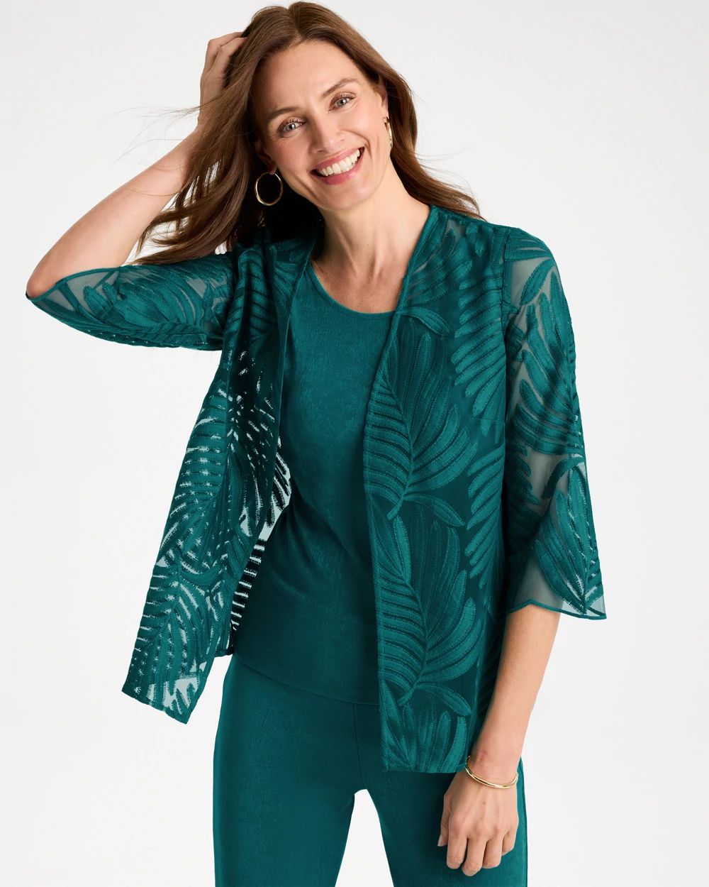 Travelers™ Collection Palm Frond Sheer Jacket | Chico's